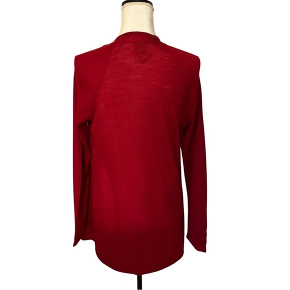 J.Jill women’s drape merino wool red open cardigan Size small great for holidays - Picture 2 of 5
